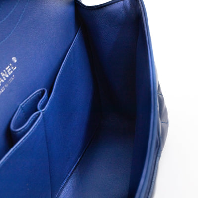 Classic Double Flap Jumbo Royal Blue Metallic Patent Leather
