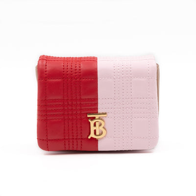 Micro Quilted Lola Shoulder Bag Red & Pink Leather