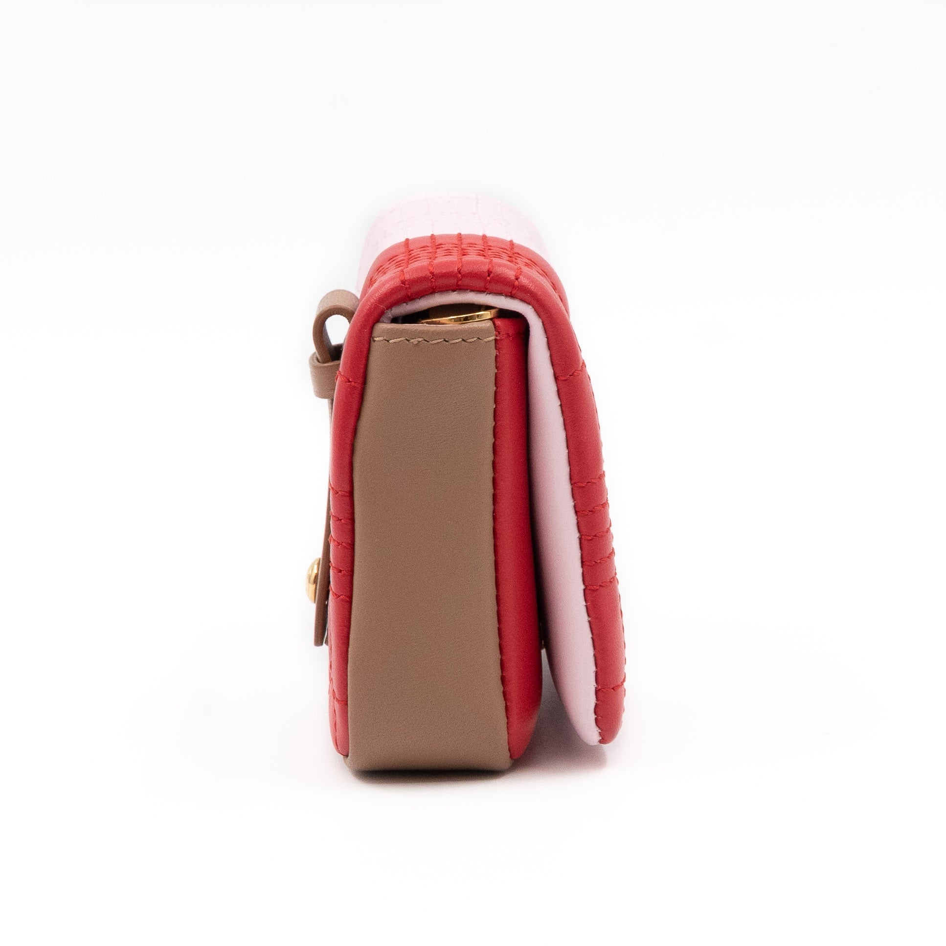 Micro Quilted Lola Shoulder Bag Red & Pink Leather