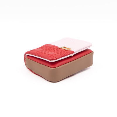 Micro Quilted Lola Shoulder Bag Red & Pink Leather