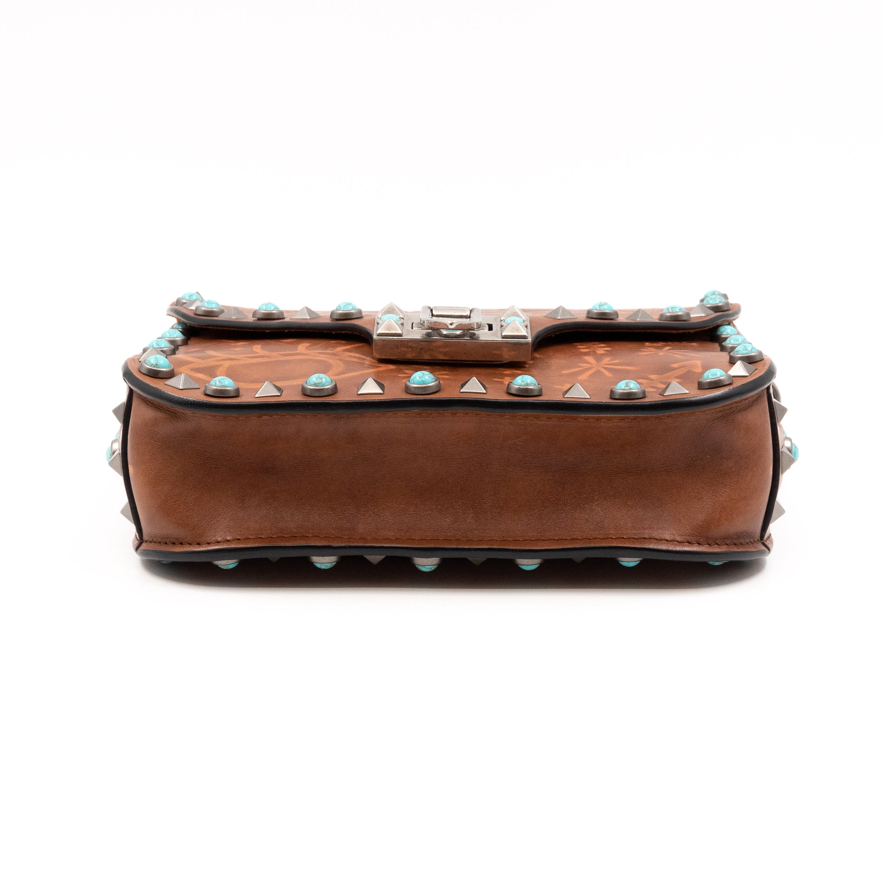 Rockstud Flap Bag Guitar Strap Brown Leather