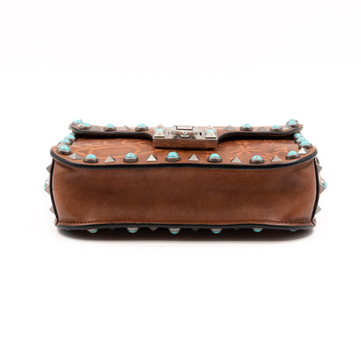 Rockstud Flap Bag Guitar Strap Brown Leather