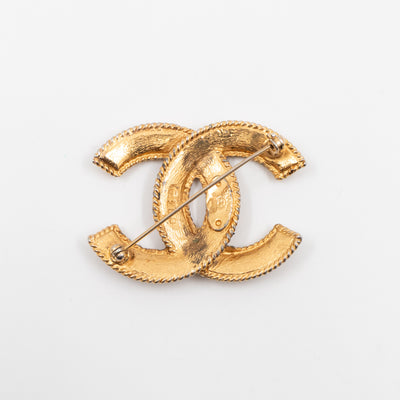 CC Brooch Strass Vintage Gold
