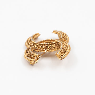 CC Brooch Strass Vintage Gold
