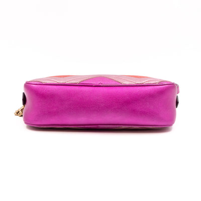 GG Marmont Matelassé Small Metallic Pink Leather