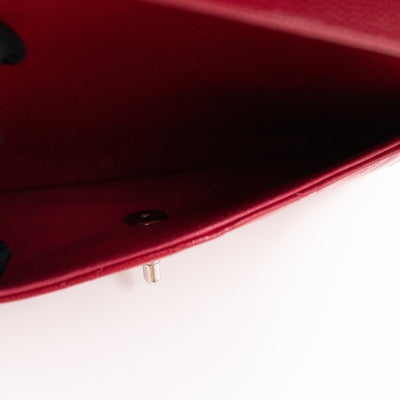 Classic Double Flap Jumbo Red Caviar Leather
