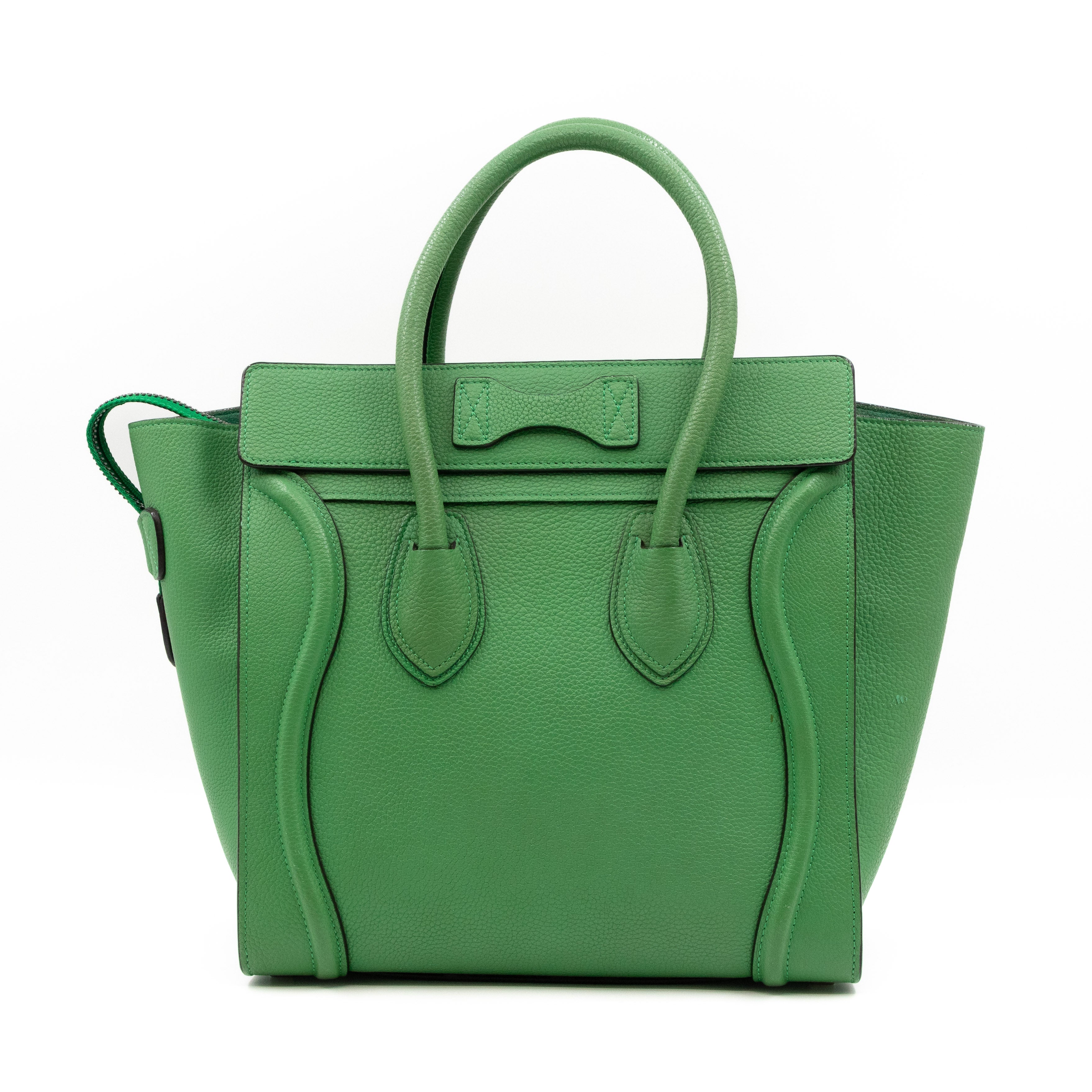 Micro Luggage Green Leather