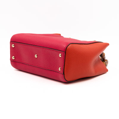 Bamboo Handle Mini Tote Pink & Orange