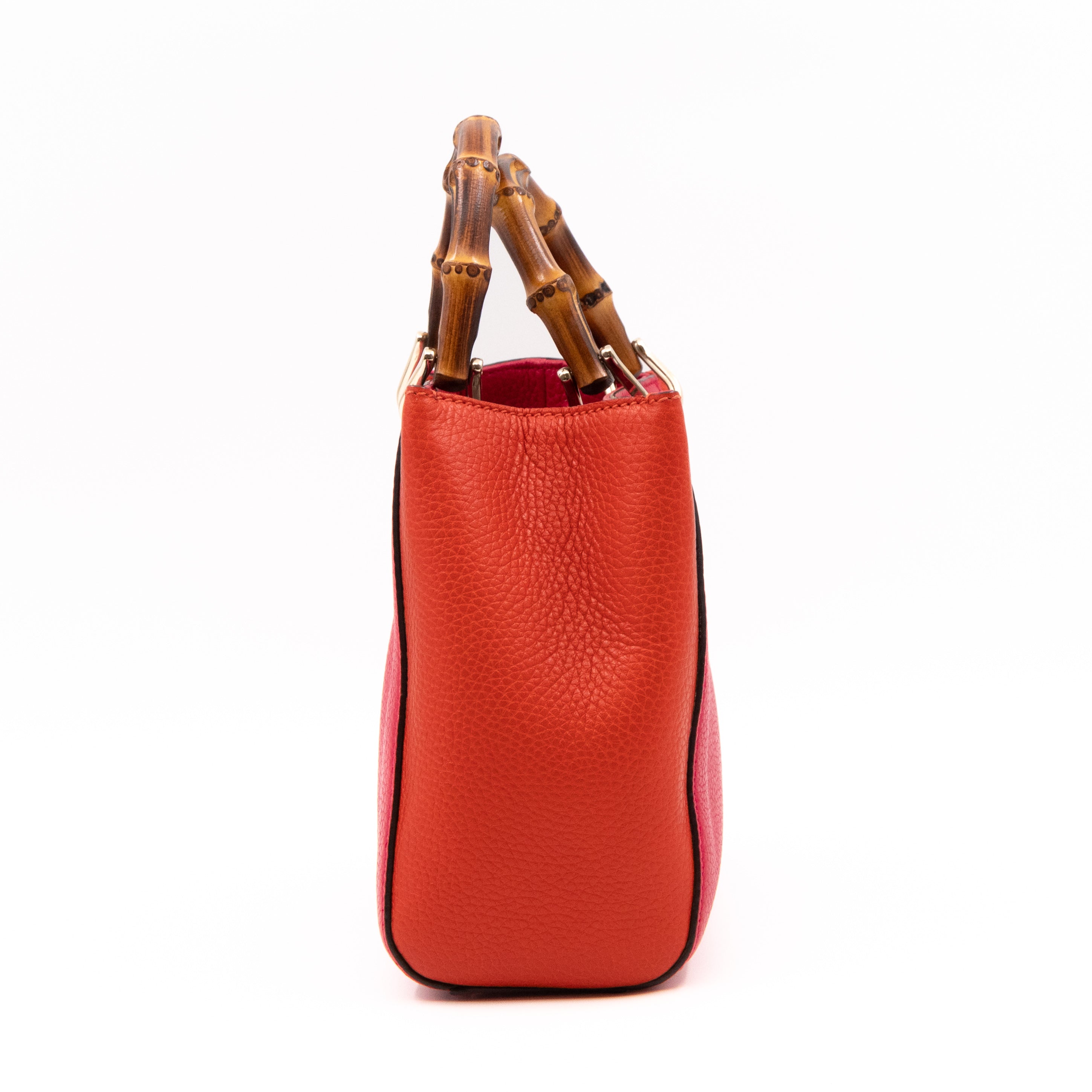 Bamboo Handle Mini Tote Pink & Orange
