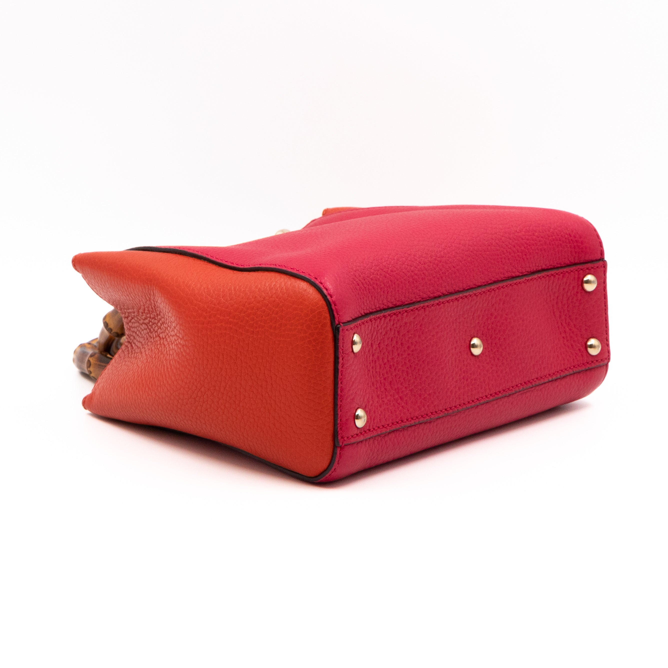 Bamboo Handle Mini Tote Pink & Orange