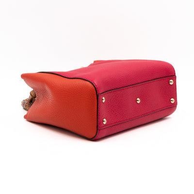 Bamboo Handle Mini Tote Pink & Orange