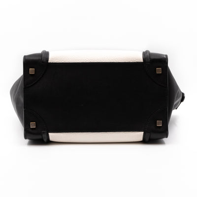 Mini Luggage Black & White Leather