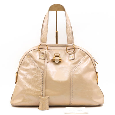 Large Muse Pearl White Patent Leather