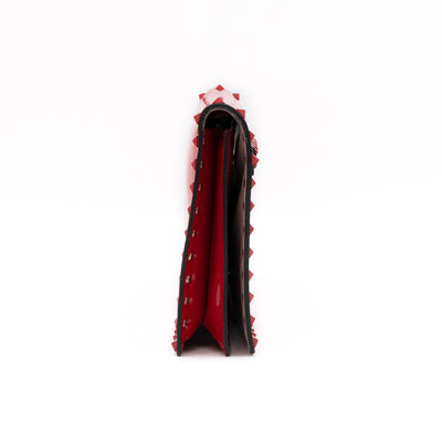 Rockstud Flap Clutch Red Patent Leather