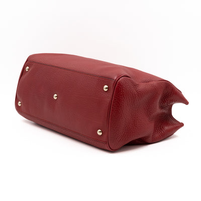 Bamboo Shopper Tote Red Leather