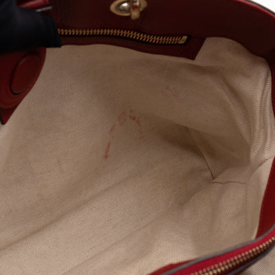 Bamboo Shopper Tote Red Leather