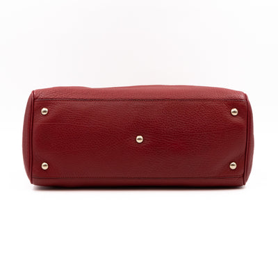 Bamboo Shopper Tote Red Leather
