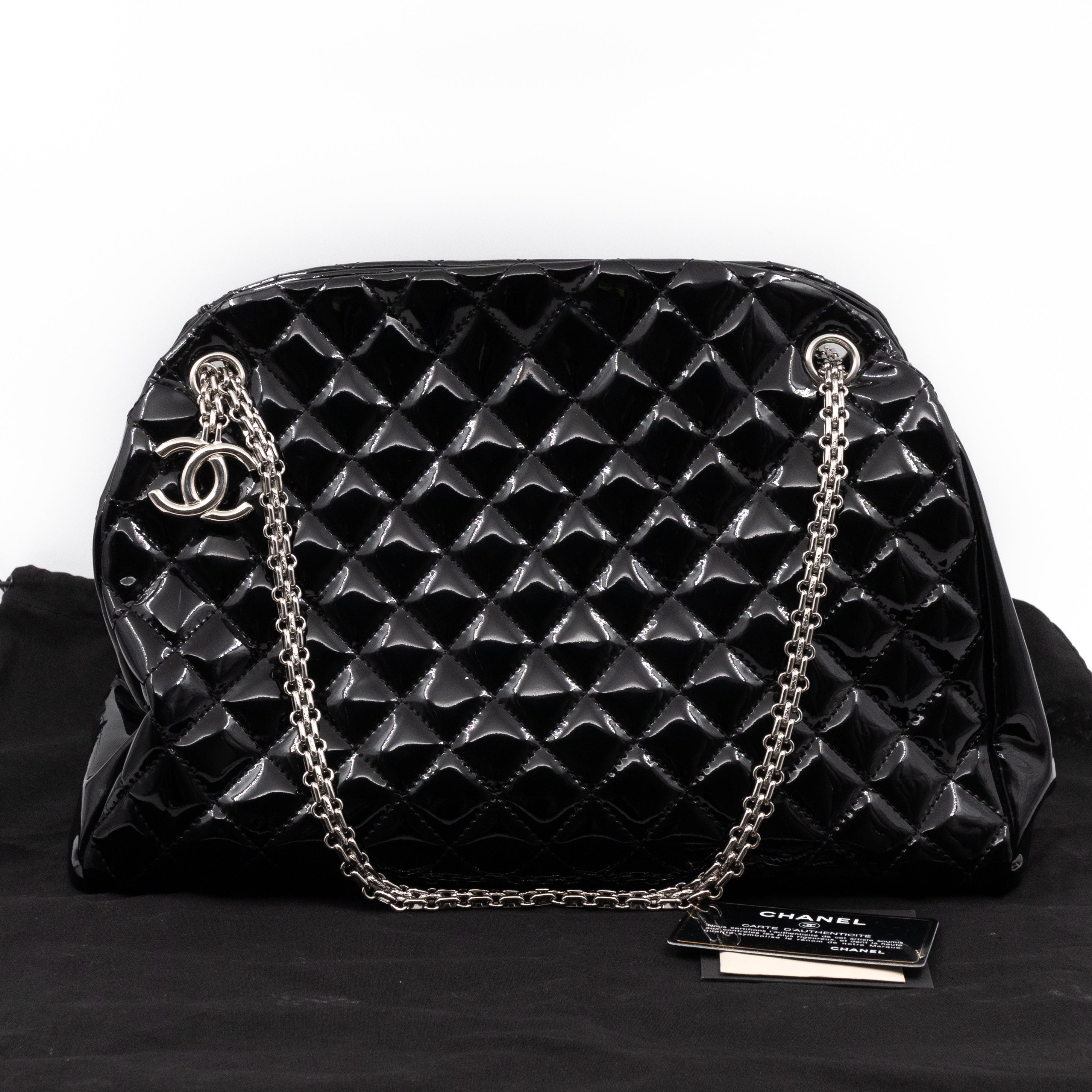 Large Mademoiselle Bowling Bag Black Patent Leather