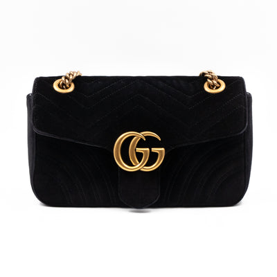 GG Marmont Small Black Velvet