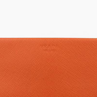 Flat Clutch with Stretch Band Orange Saffiano