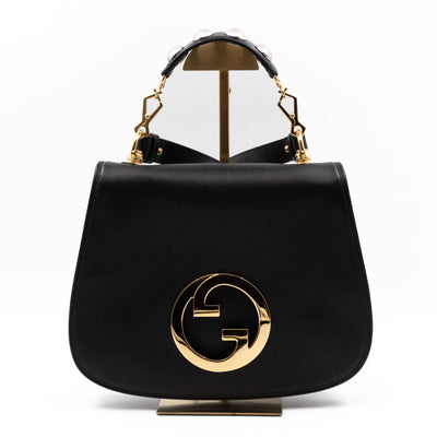 Blondie Medium Top Handle Bag Black Leather