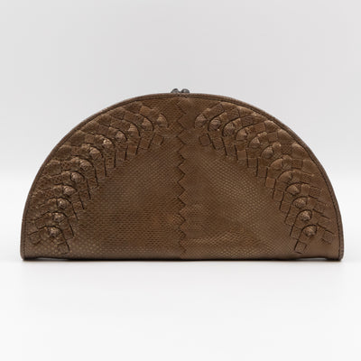 Half Moon Intrecciato Clutch Bronze Lizard