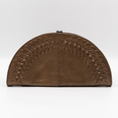 Half Moon Intrecciato Clutch Bronze Lizard