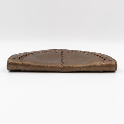 Half Moon Intrecciato Clutch Bronze Lizard