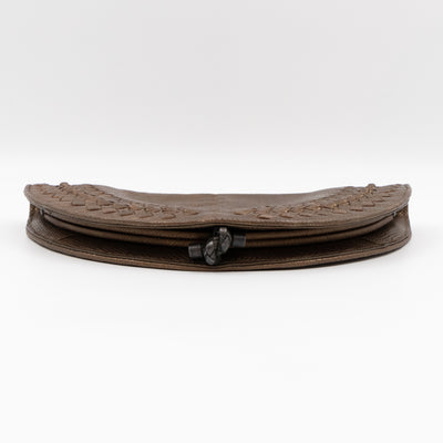 Half Moon Intrecciato Clutch Bronze Lizard