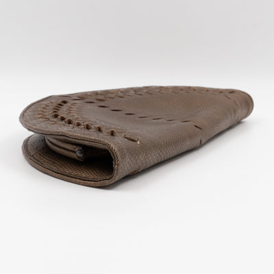 Half Moon Intrecciato Clutch Bronze Lizard