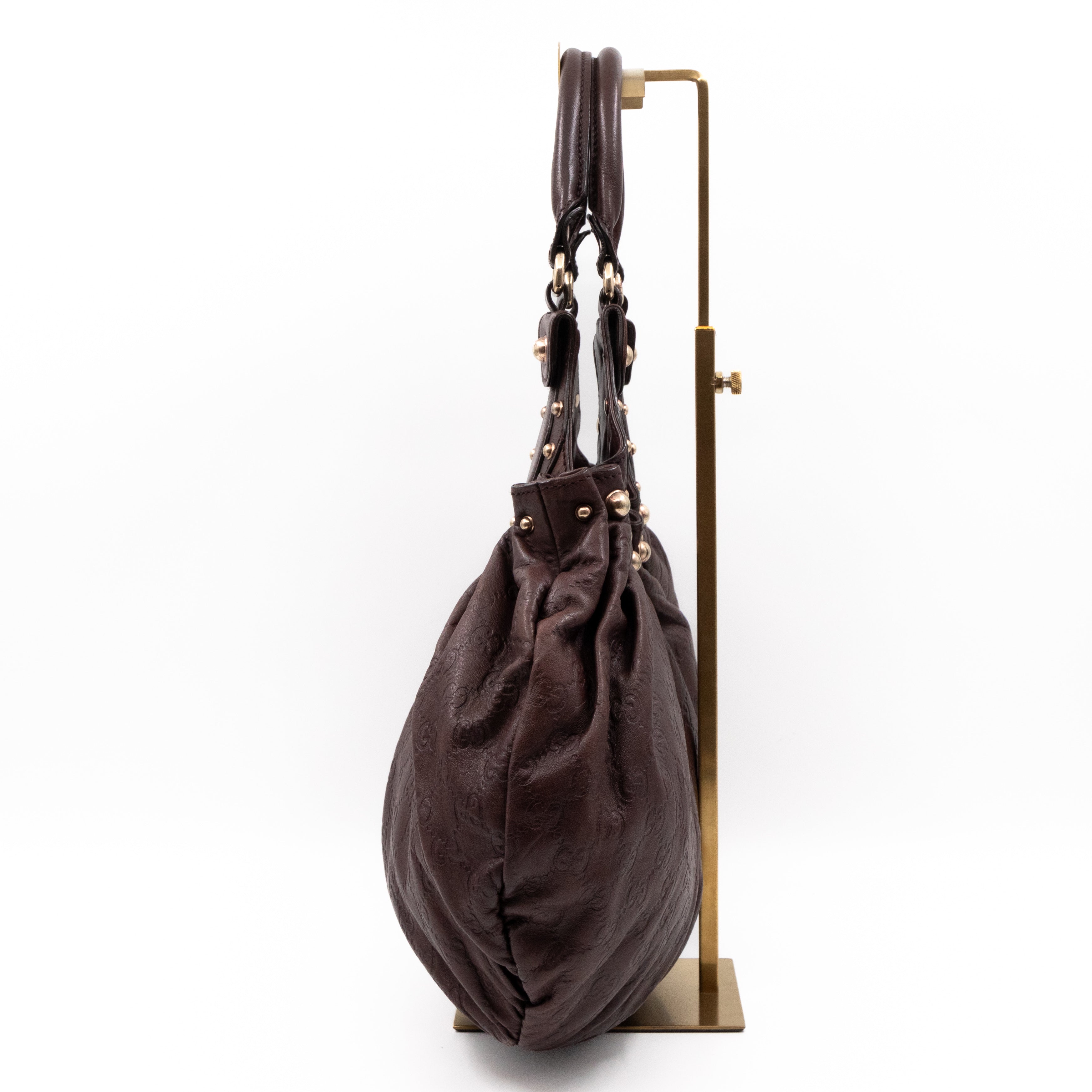 Studded Pelham Hobo Guccissima Leather Brown