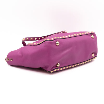 Rockstud Trapeze Tote Pink Leather