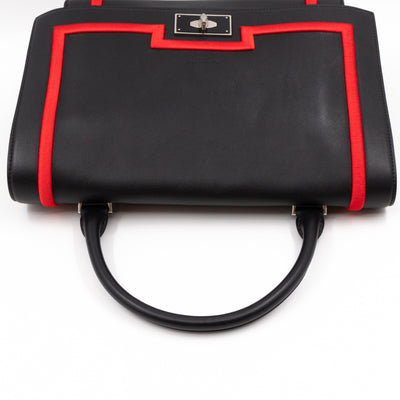 Shark Medium Bag Black Leather Red Frame