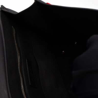 Shark Medium Bag Black Leather Red Frame