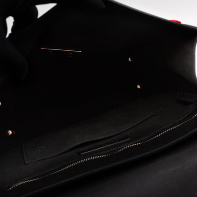 Shark Medium Bag Black Leather Red Frame