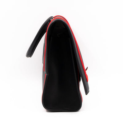 Shark Medium Bag Black Leather Red Frame