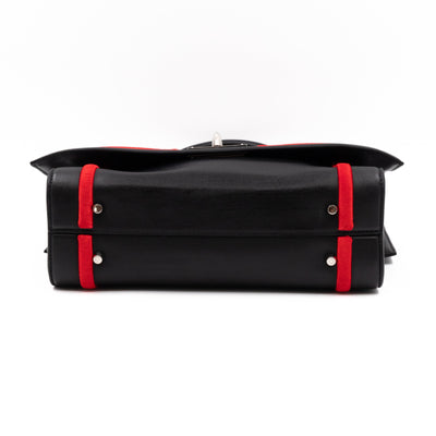 Shark Medium Bag Black Leather Red Frame