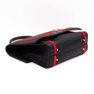 Shark Medium Bag Black Leather Red Frame