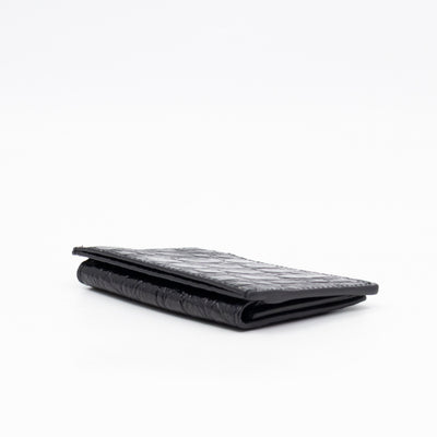 Uptown Flap Card Holder Black Croc Embossed Leather