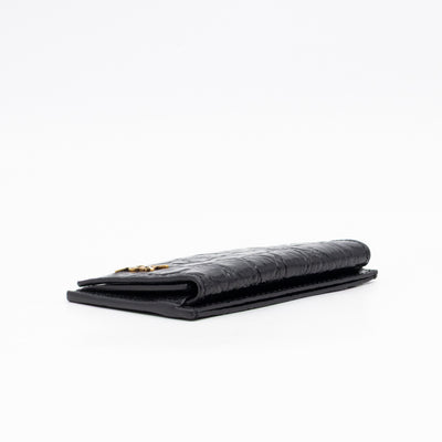 Uptown Flap Card Holder Black Croc Embossed Leather