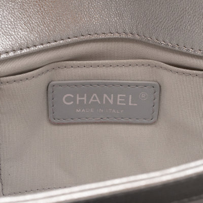 Fold Up Again Clutch Silver Metallic Leather