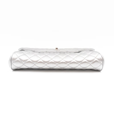 Fold Up Again Clutch Silver Metallic Leather