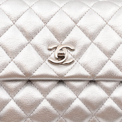 Fold Up Again Clutch Silver Metallic Leather