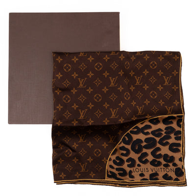 Leopard Monogram Square Silk Scarf 63 cm