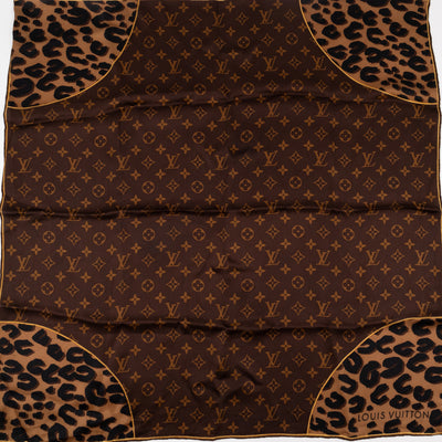 Leopard Monogram Square Silk Scarf 63 cm