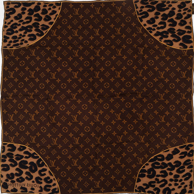 Leopard Monogram Square Silk Scarf 63 cm