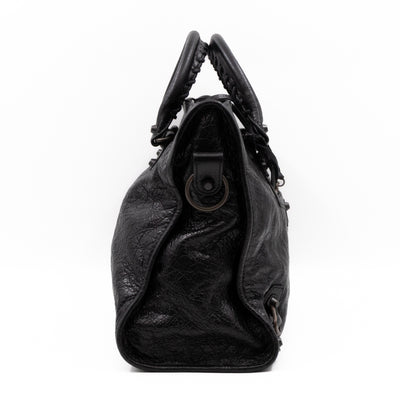 Classic City AJ Bag Logo Strap Black Leather