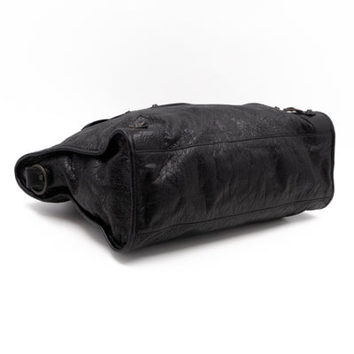 Classic City AJ Bag Logo Strap Black Leather