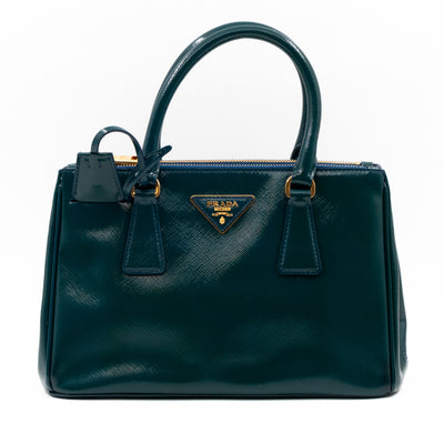 Galleria Small Double Zip Cobalto Saffiano Vernice