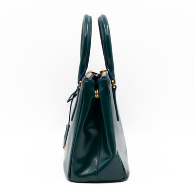 Galleria Small Double Zip Cobalto Saffiano Vernice
